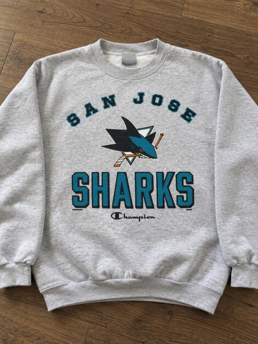 Gildan Ash Grey San Jose Sharks Crewneck Graphic Sweatshirt